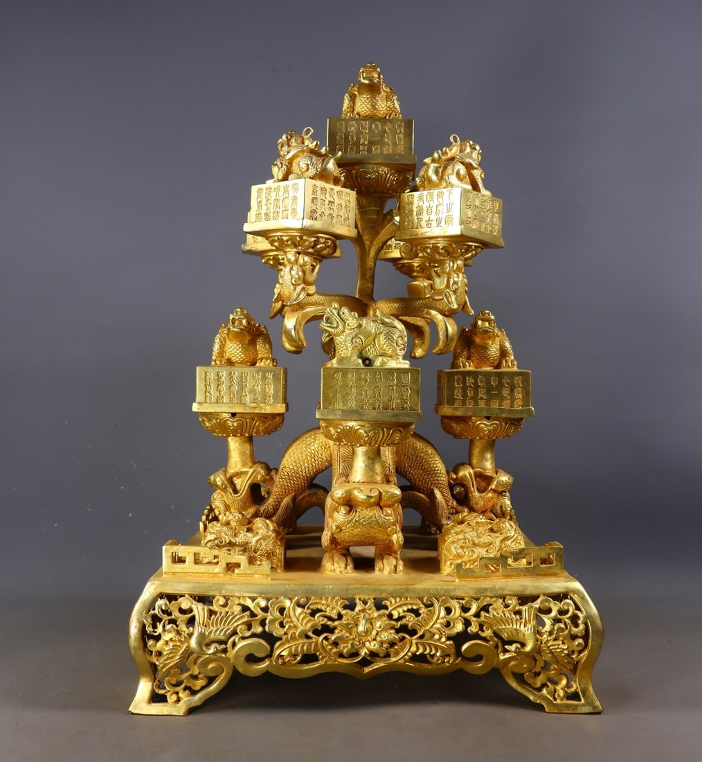 A set of Exquisite Gilt Bronze Carved Seal (1 of 12)