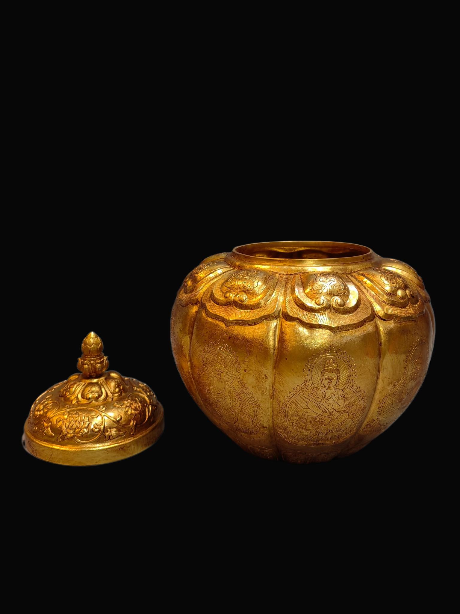 Bronze Gilt Buddha Pattern Jar - 2