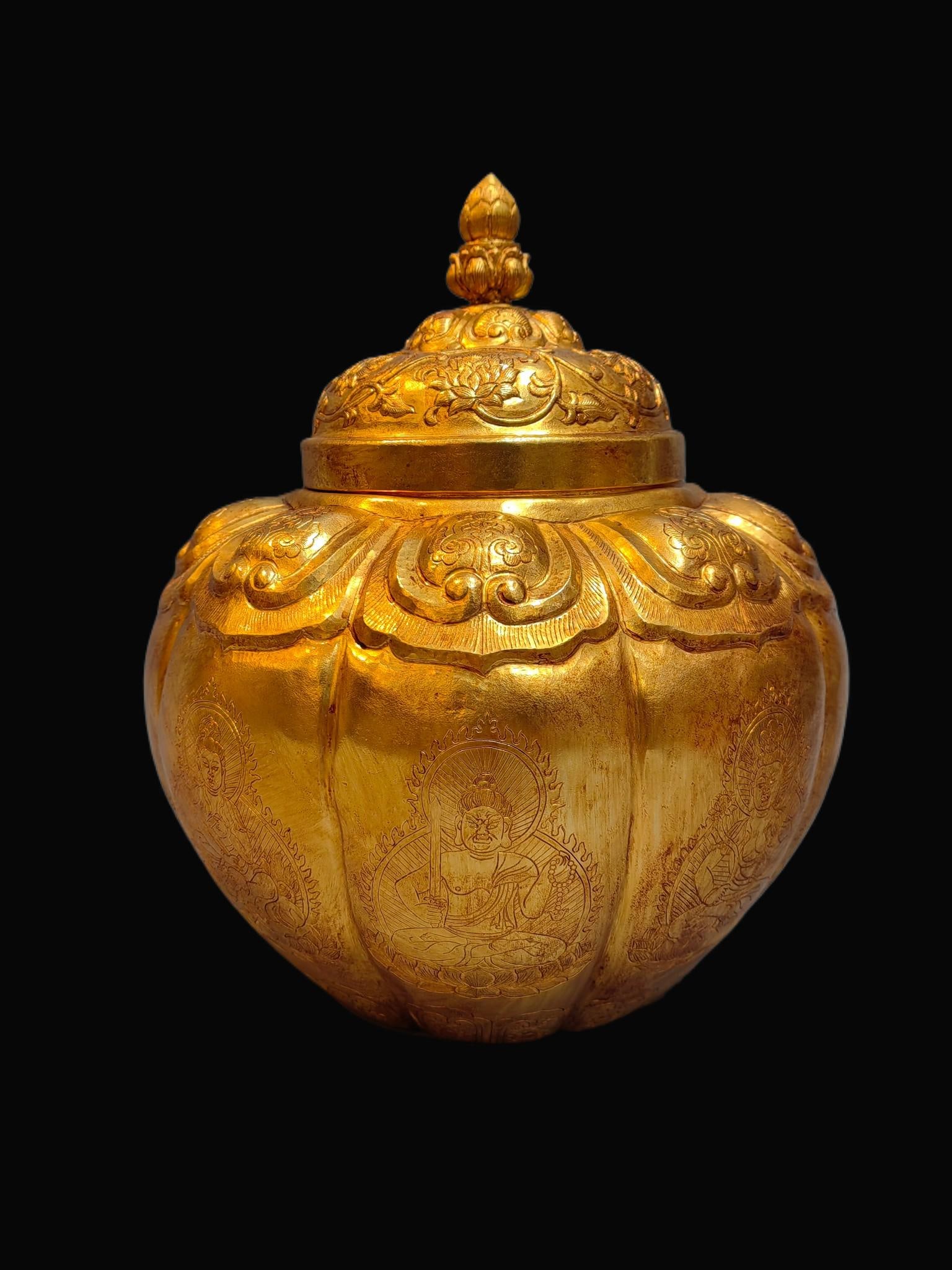 Bronze Gilt Buddha Pattern Jar - 3