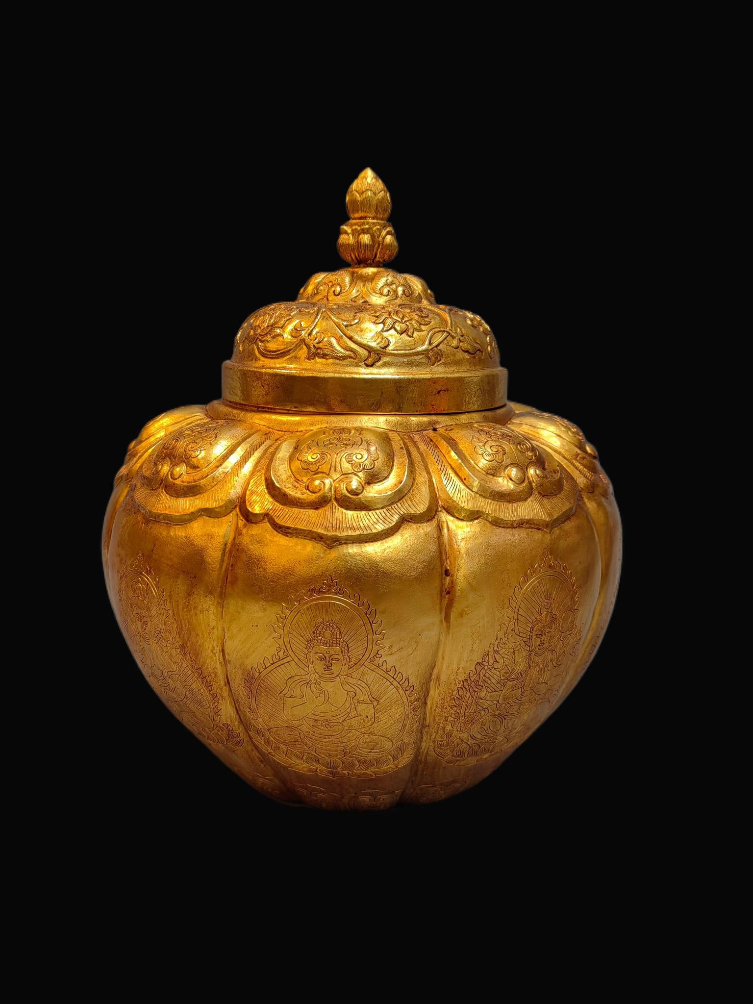 Bronze Gilt Buddha Pattern Jar - 6