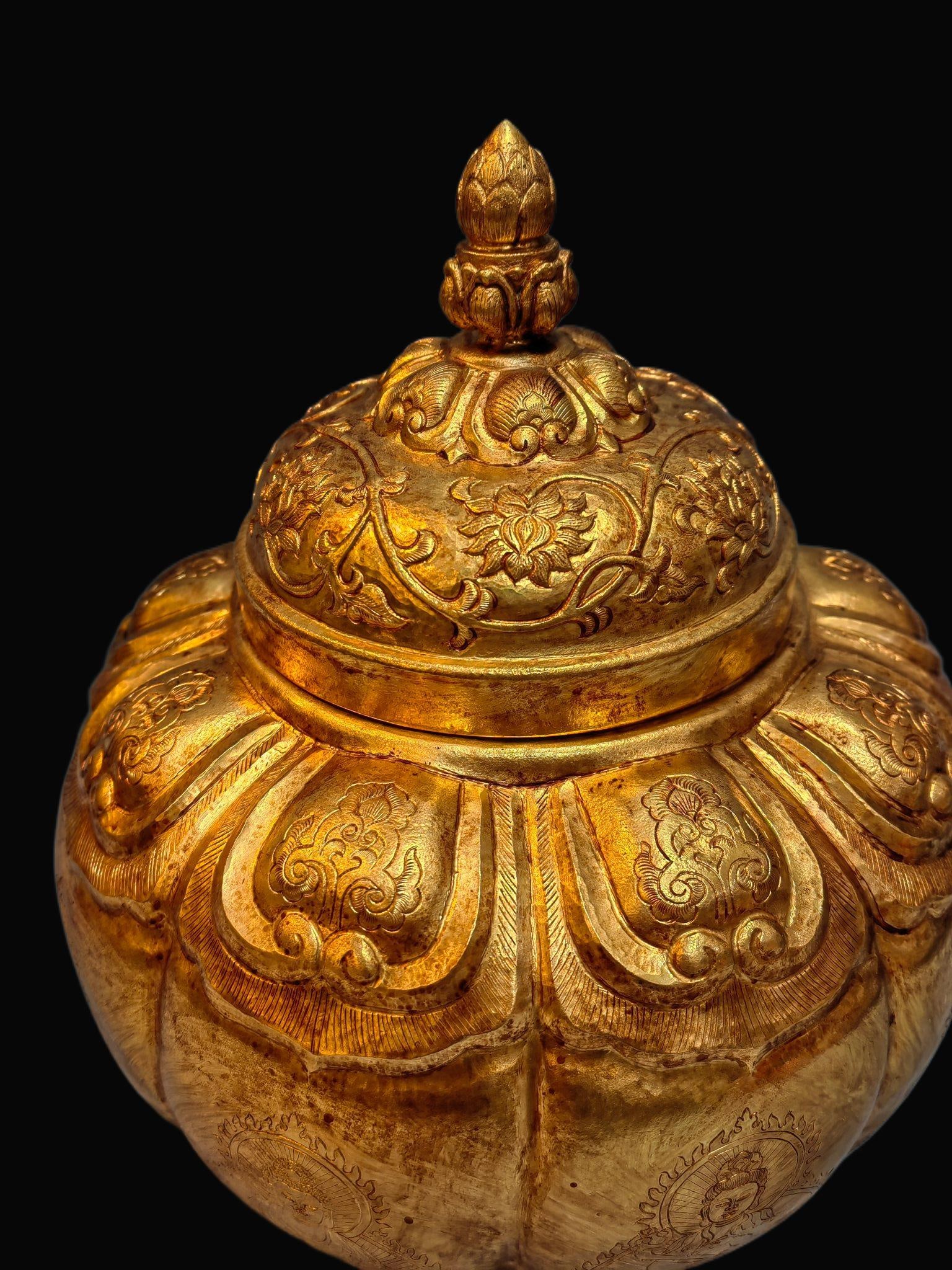 Bronze Gilt Buddha Pattern Jar - 7