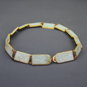 A Exquisite Hetian Jade Cloisonne Human Pattern Belt