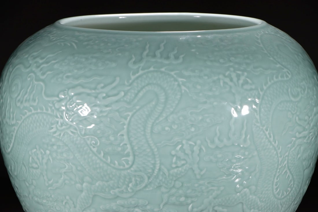 A Exquisite Celadon Glaze Dragon Pattern Vat - 5