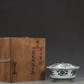 A Exquisite Blue and White Flower Pattern Bowl