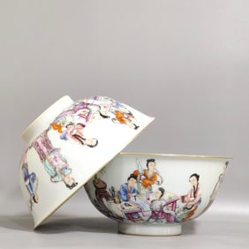 Famille-Rose Figures Pattern Bowl,With poem