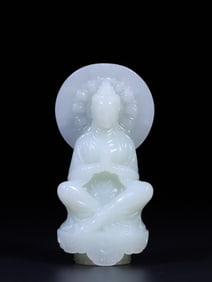 A Exquisite Hetian Jade Buddha Statue Ornament