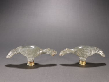 A pair of Exquisite Hotan Jade Dragon and Phoenix Ornament