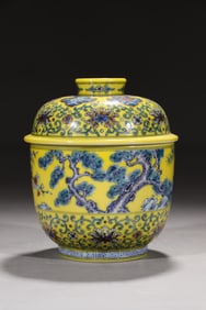 A Exquisite Yellow Ground Doucai Lotus Flower Pattern Jar