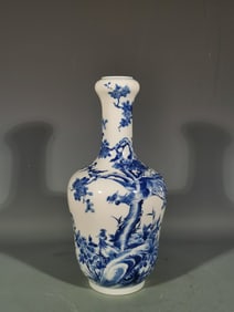 A Exquisite Blue and White Flower and Bird Pattern Vase