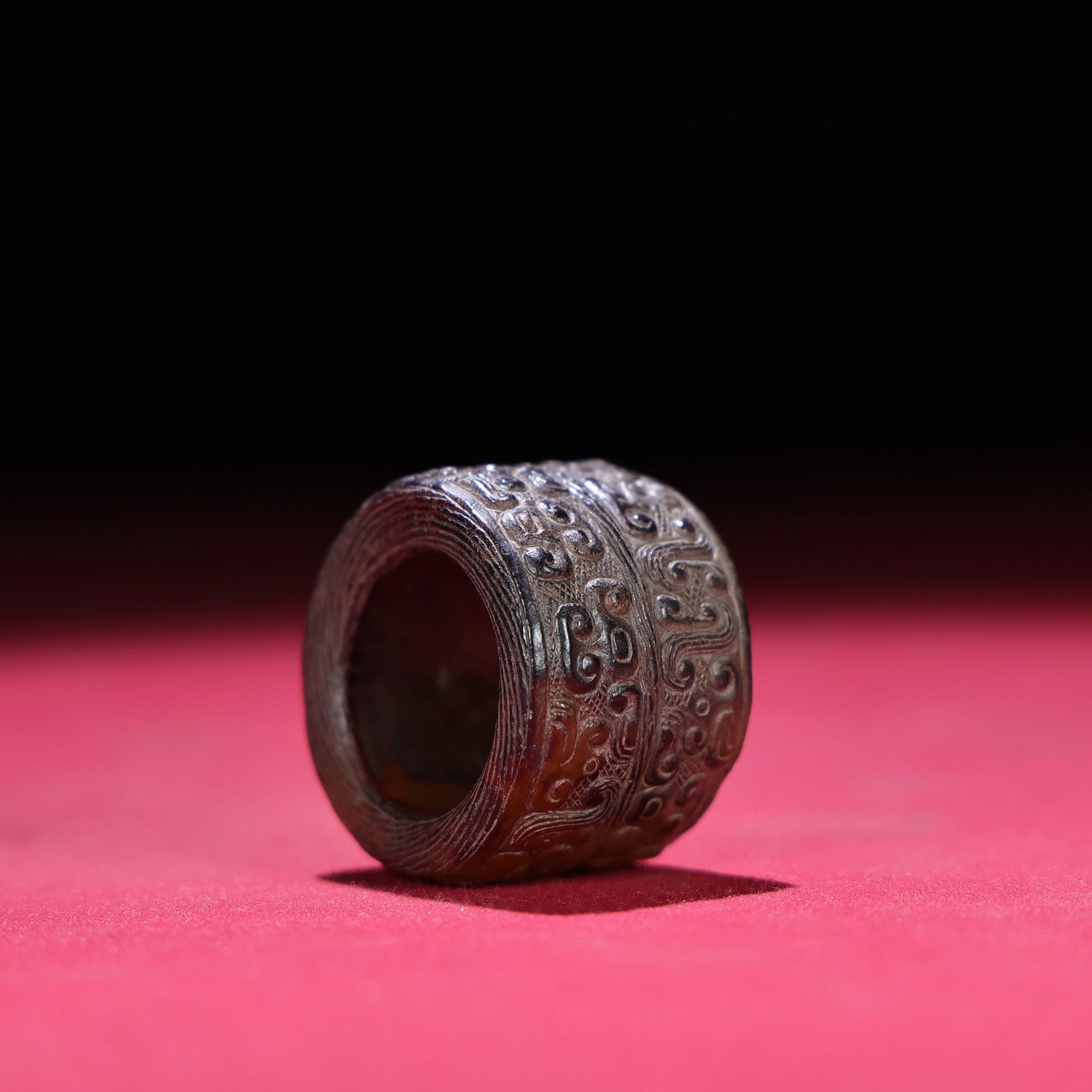 A Exquisite Hetian Jade Dragon Pattern Thumb Ring - 7