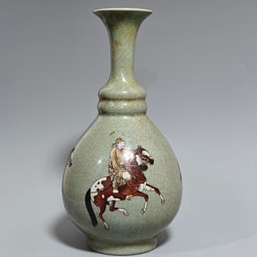 A Exquisite Ru yao Porcelain Painted Color Figures Pattern Vase