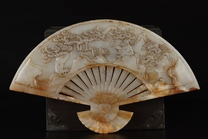 Hetian Jade Human Pattern Fan Ornament