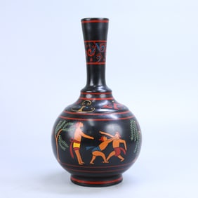 A Exquisite Black Ground Doucai Human Pattern Vase