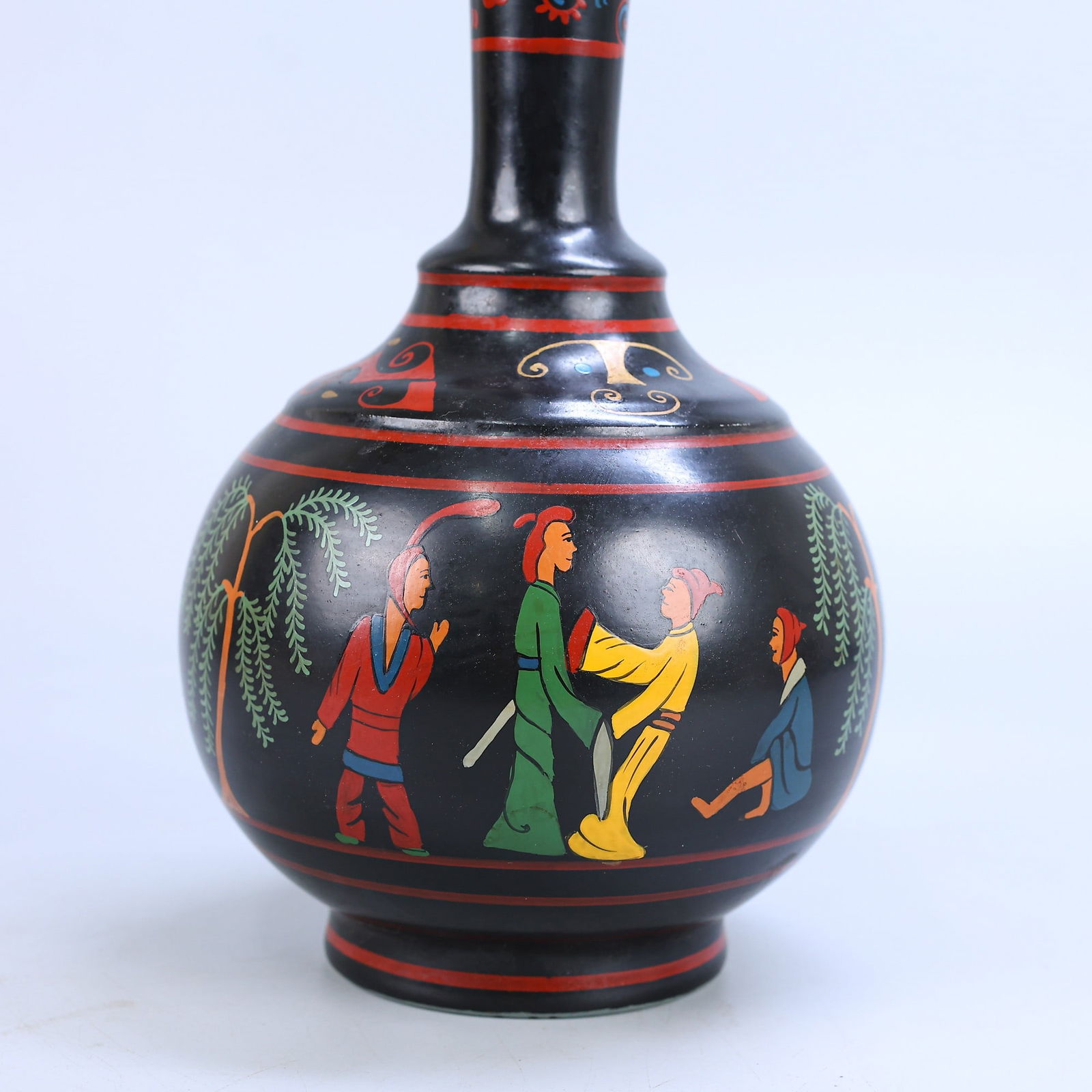 A Exquisite Black Ground Doucai Human Pattern Vase - 8