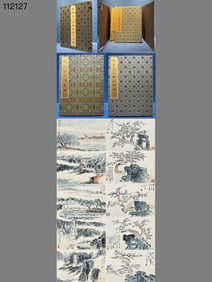 A Set of Chinese Ink Landscape Painting Album on Paper