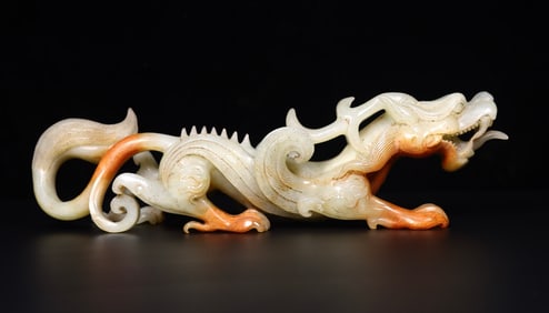 A Exquisite Hetian Jade Dragon Ornament