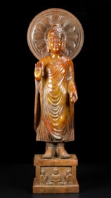 A Exquisite Hetian Jade Buddha Statue Ornament