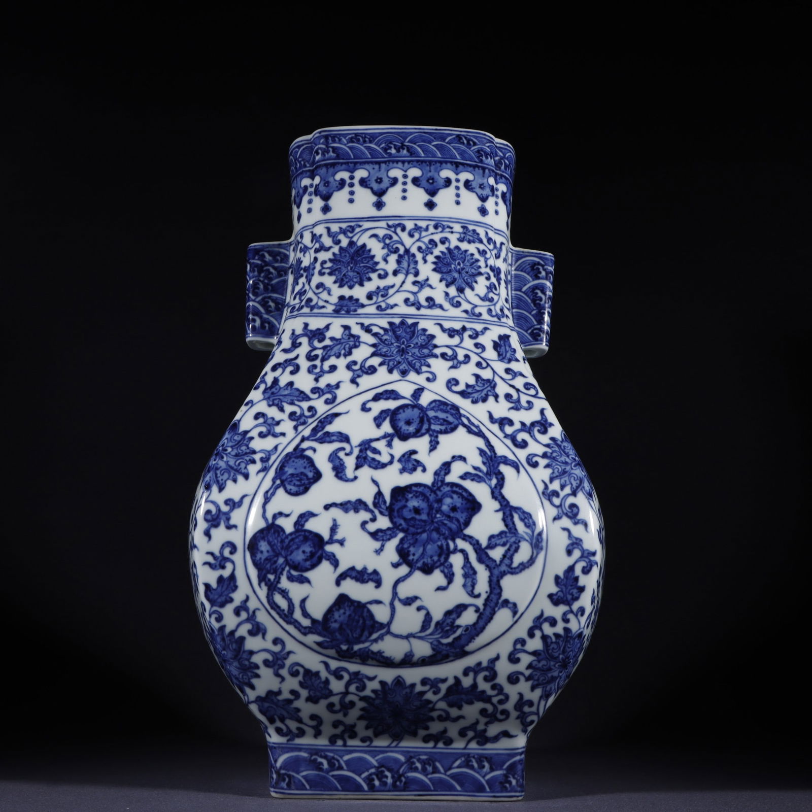 A Exquisite Blue and White Lotus Pattern Vase: A Exquisite Blue and White Lotus Pattern Vase,Qing Dynasty, China,Qianlong Six-character Mark,Size:16.1inx9.8in 