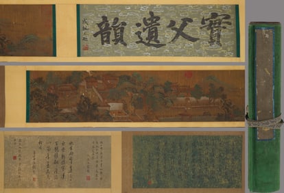 A Chinese Hand Scroll Ink Painting of Landscape on Silk