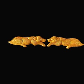 A pair of Exquisite Bronze Gilt Wild Boar Accessory