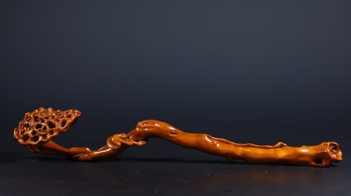 A Exquisite Boxwood Ganoderma Ruyi Scepter Ornament