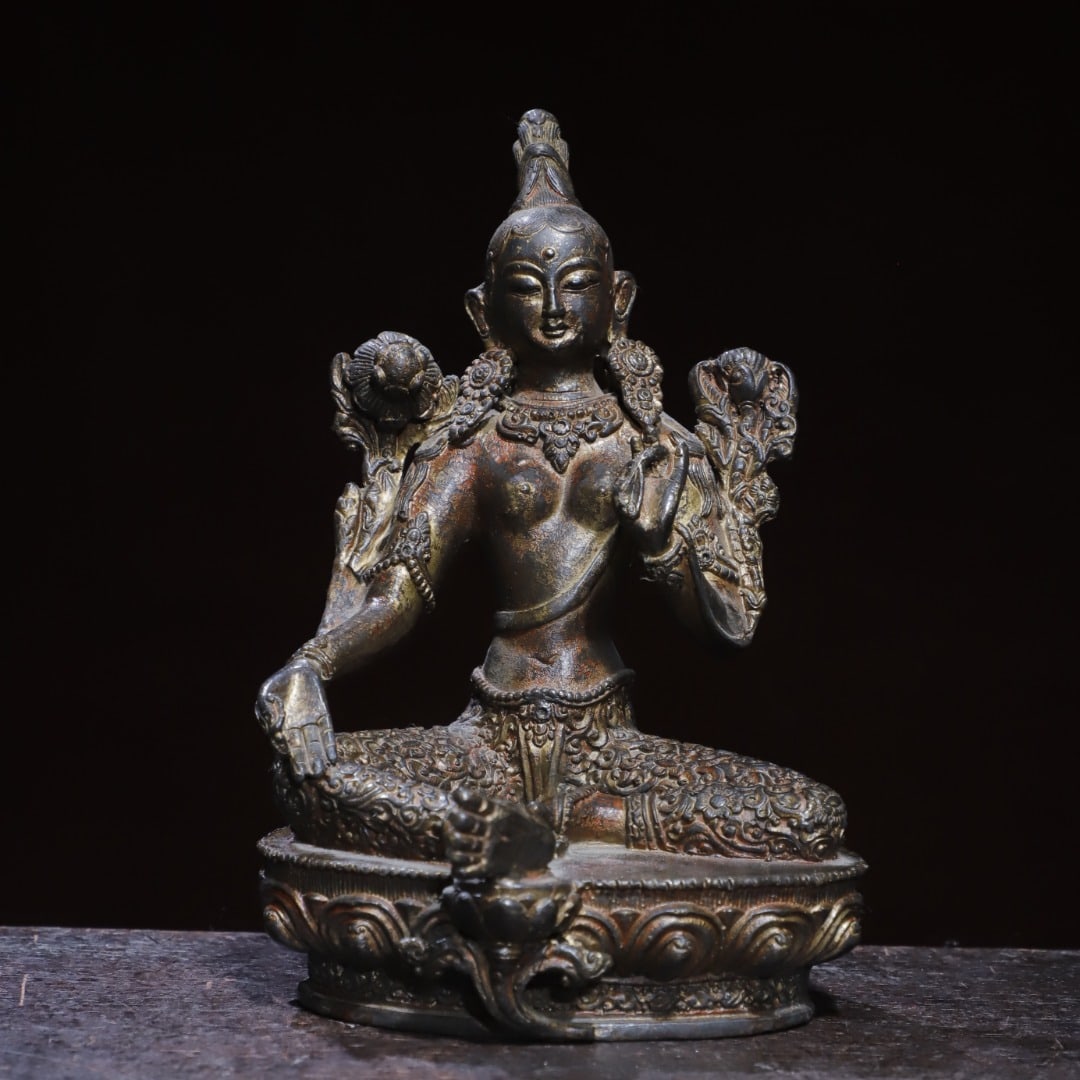 A Exquisite Gold-Painted Bronze Tara Buddha Statue (1 of 9)
