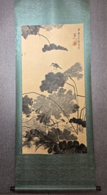 A Chinese Vertical Scroll Ink Painting of Flower and Bird on Paper