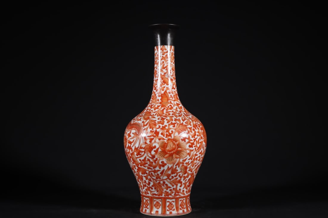 A Exquisite Iron-Red Dragon Pattern Vase - 5
