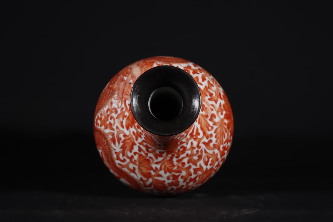 A Exquisite Iron-Red Dragon Pattern Vase - 8