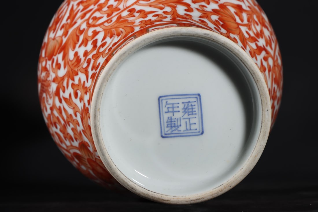 A Exquisite Iron-Red Dragon Pattern Vase - 9