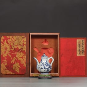 A Exquisite Blue and White Pine and Bamboo Pattern Ewer