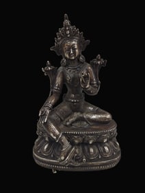 A Exquisite Gilt Silver Bronze Tara Buddha Statue