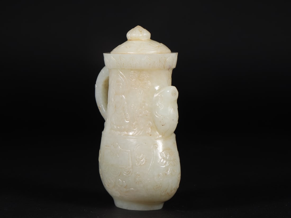 A Exquisite Hetian Jade Bogu Pattern Ewer - 2