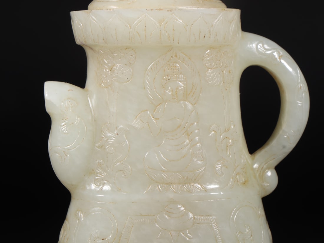 A Exquisite Hetian Jade Bogu Pattern Ewer - 5