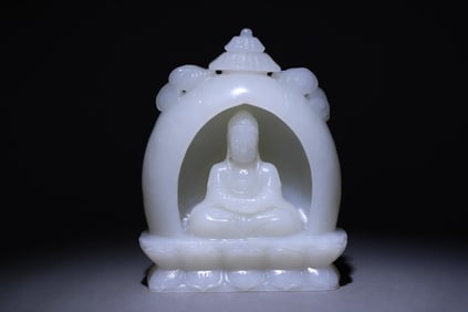A Exquisite Hetian Jade Buddha Niche