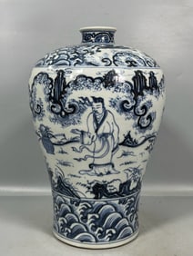 A Exquisite Blue and White Figures Pattern Vase