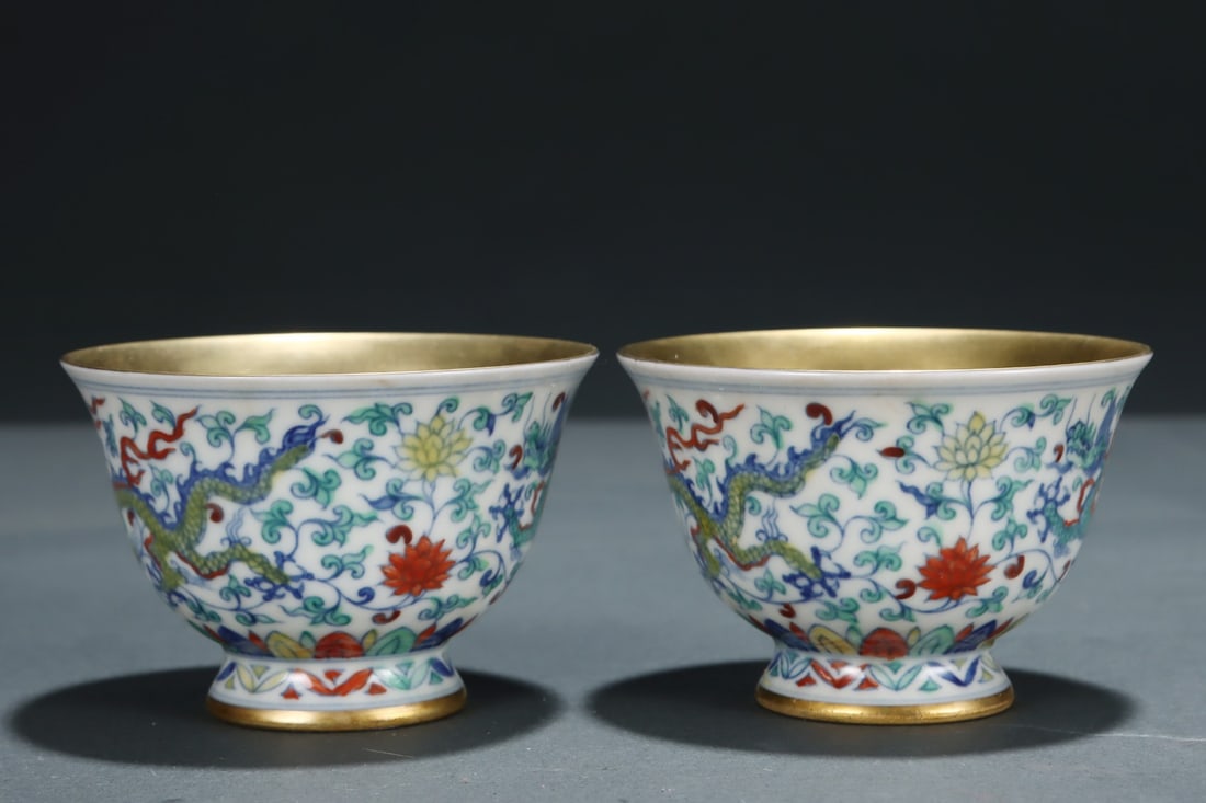 A Exquisite Doucai Lotus Pattern Dragon Pattern Cup - 2