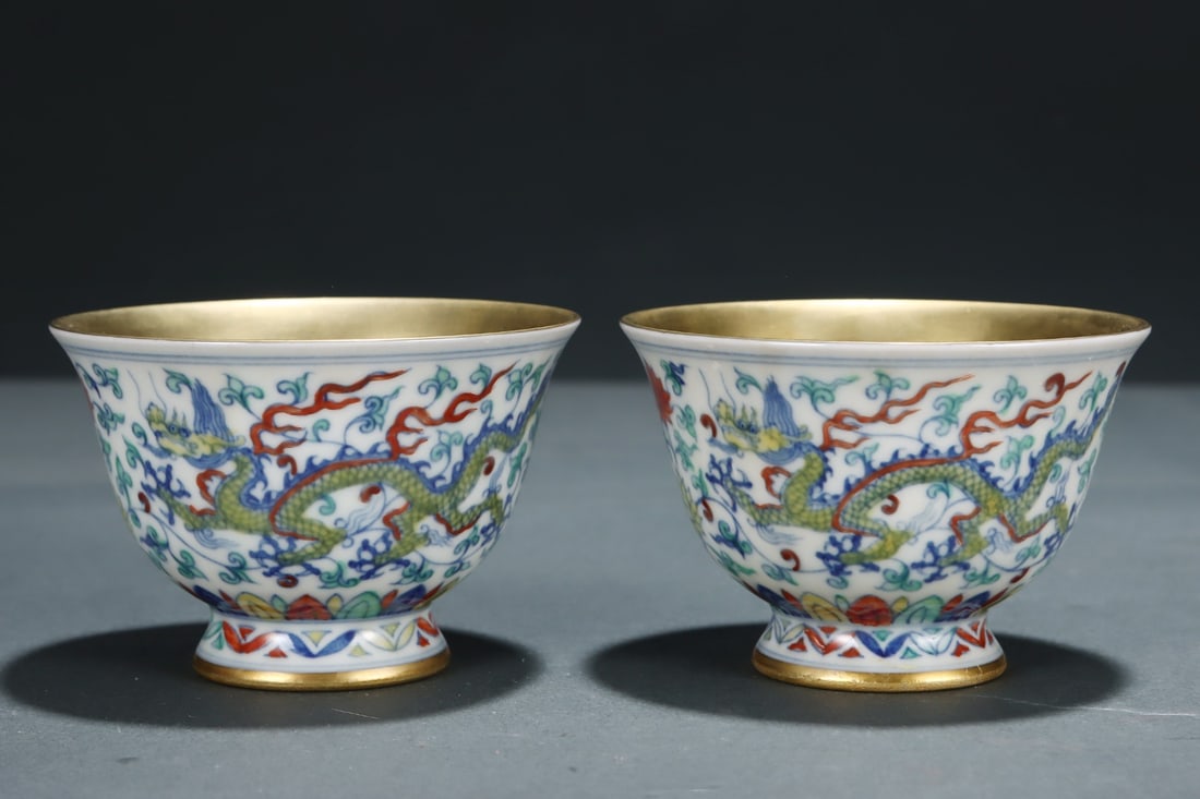 A Exquisite Doucai Lotus Pattern Dragon Pattern Cup - 3