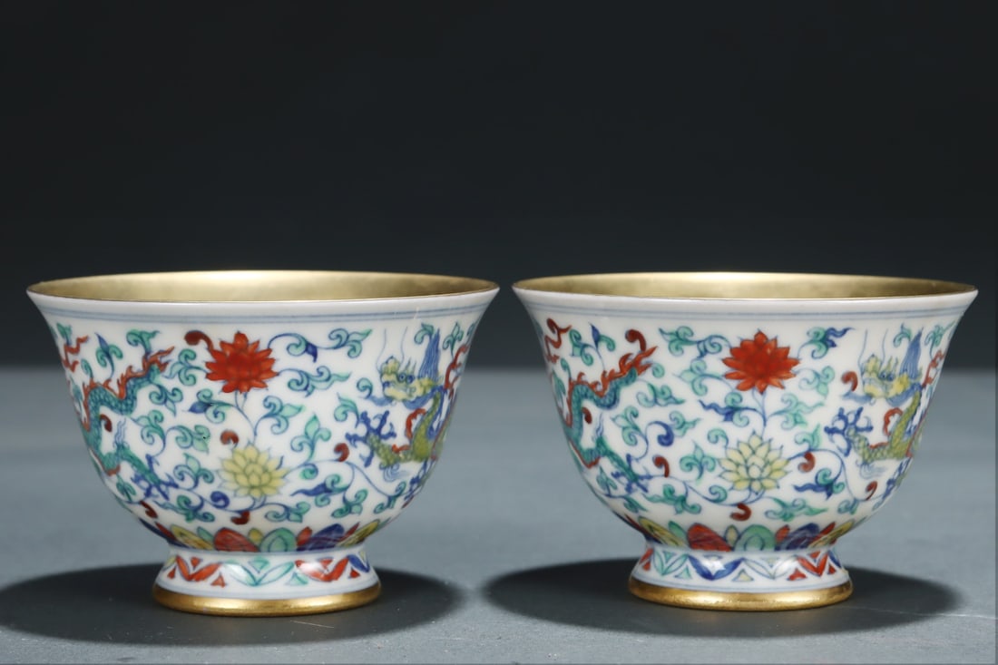 A Exquisite Doucai Lotus Pattern Dragon Pattern Cup - 4
