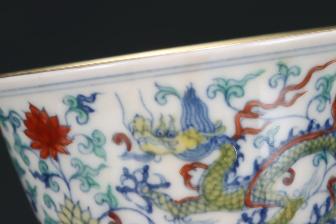 A Exquisite Doucai Lotus Pattern Dragon Pattern Cup - 8