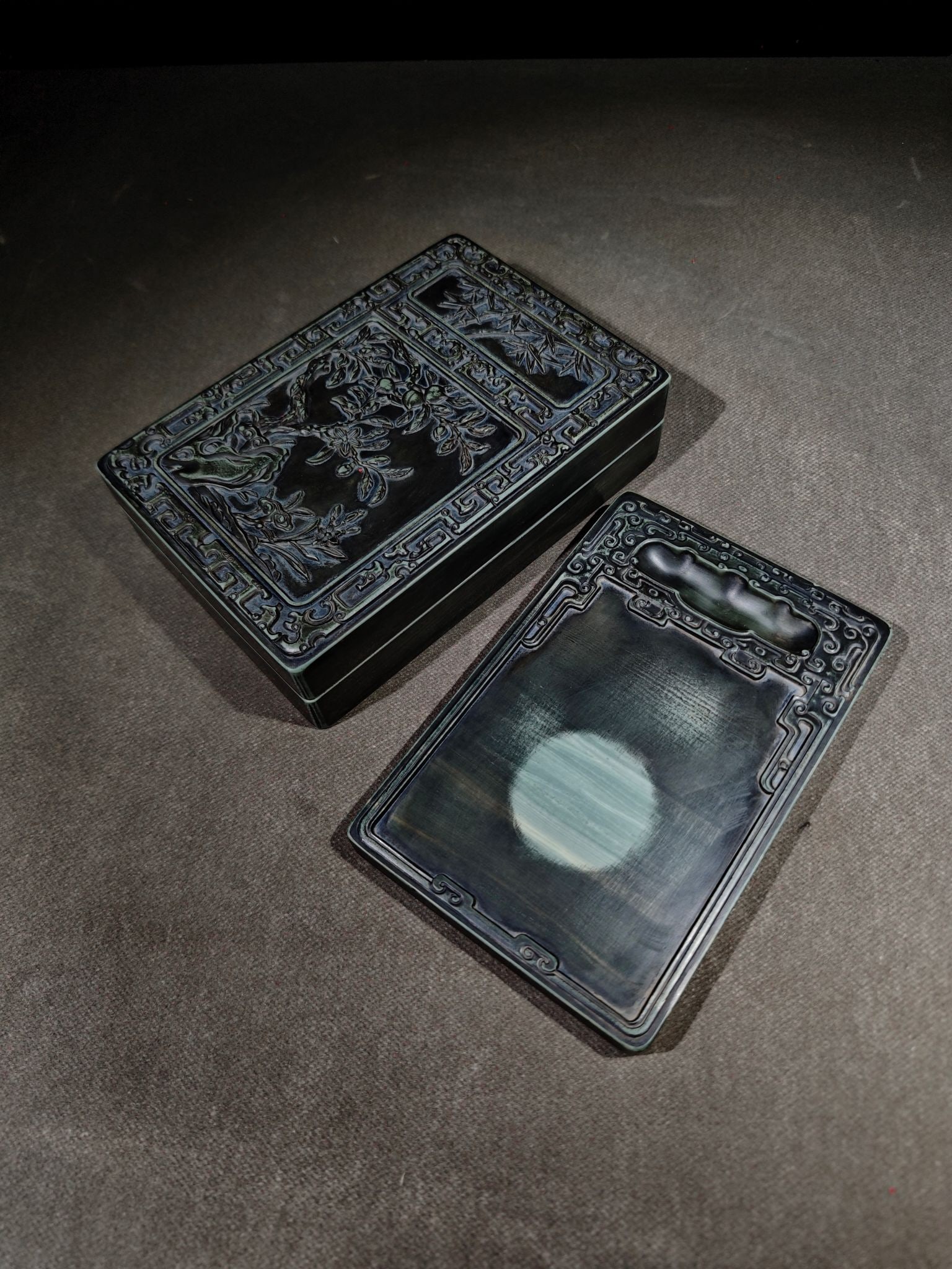 A Rare Songhua Stone Inkstone, with Poem (1 of 9)