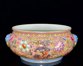 A Exquisite Famille-Rose Flower Pattern Brush Washer