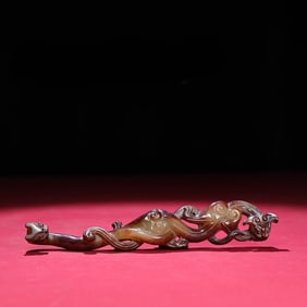 A Exquisite Hetian Jade Dragon and Phoenix-Shaped Ornament