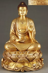 A Exquisite Gilt Bronze Buddha Statue Ornament