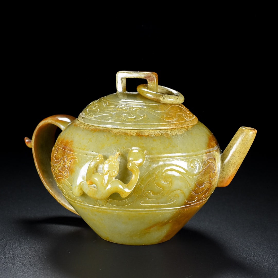A Exquisite Hetian Jade Dragon Pattern Ewer - 2