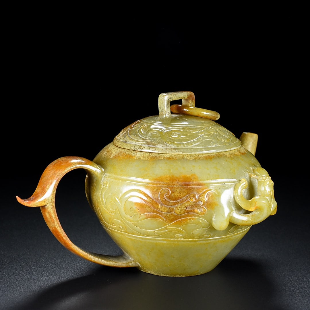 A Exquisite Hetian Jade Dragon Pattern Ewer - 3