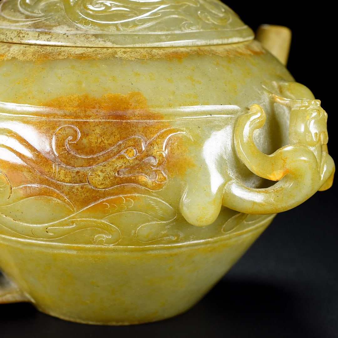 A Exquisite Hetian Jade Dragon Pattern Ewer - 4
