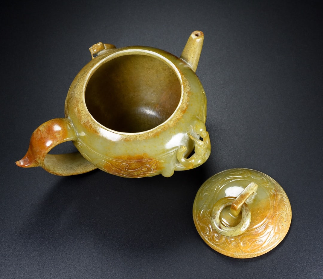 A Exquisite Hetian Jade Dragon Pattern Ewer - 8