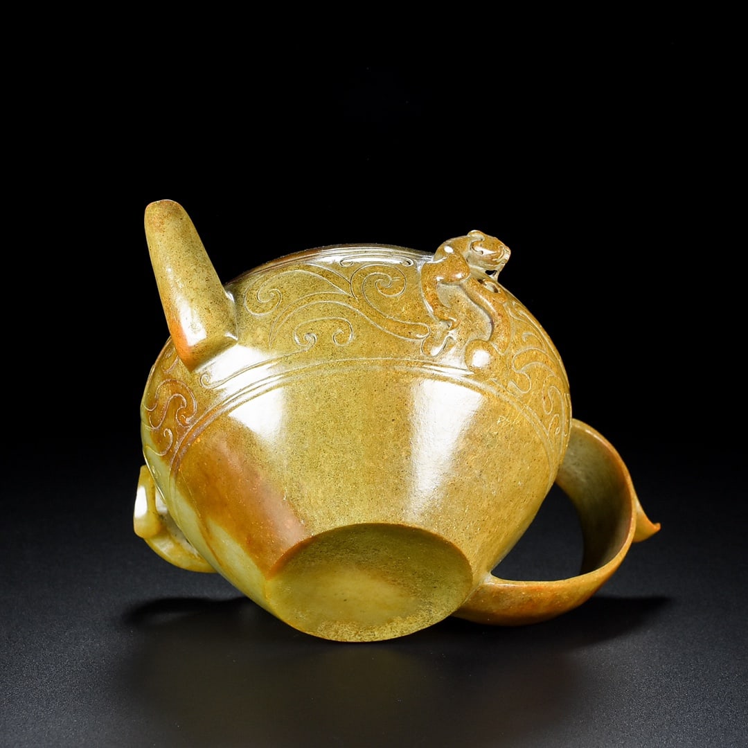 A Exquisite Hetian Jade Dragon Pattern Ewer - 9