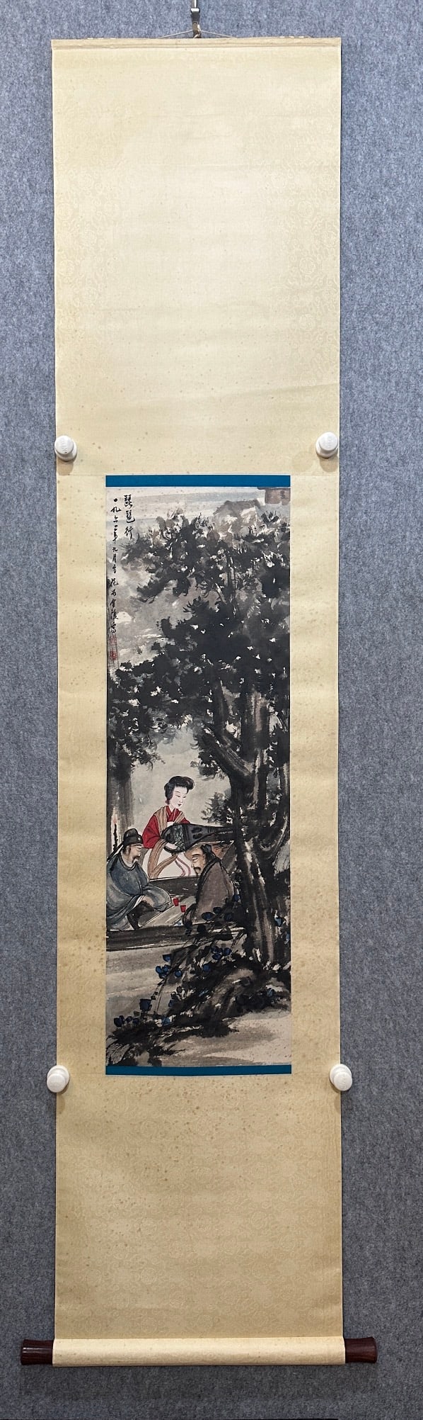 A Chinese Vertical Scroll Ink Figure Painting on Paper (1 of 7)